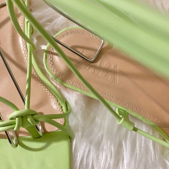 ZARA GREEN HEELED STRAPPY SANDALS - Picture 6 of 12